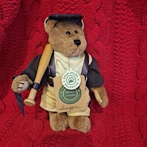 Boyds Bears Baseball Slugger Lou Bearig Plush with Bat and Cap 1998 Jointed Bear